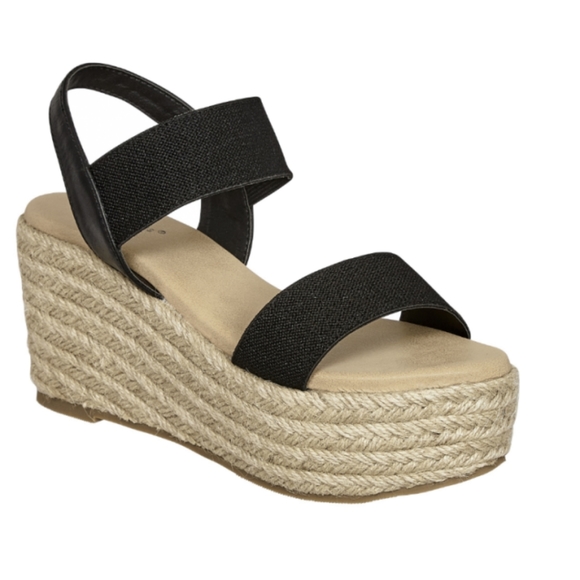 Pierre Dumas Shoes - Pierre Dumas Briana 4 Black Espidrille Platform Wedge Pull-On Strappy Sandals